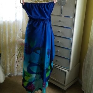 Sz 18/20 Strapless Royal Blue Wrap Dress